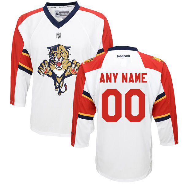 Reebok Florida Panthers Youth Replica Away Custom NHL Jersey - White->customized nhl jersey->Custom Jersey